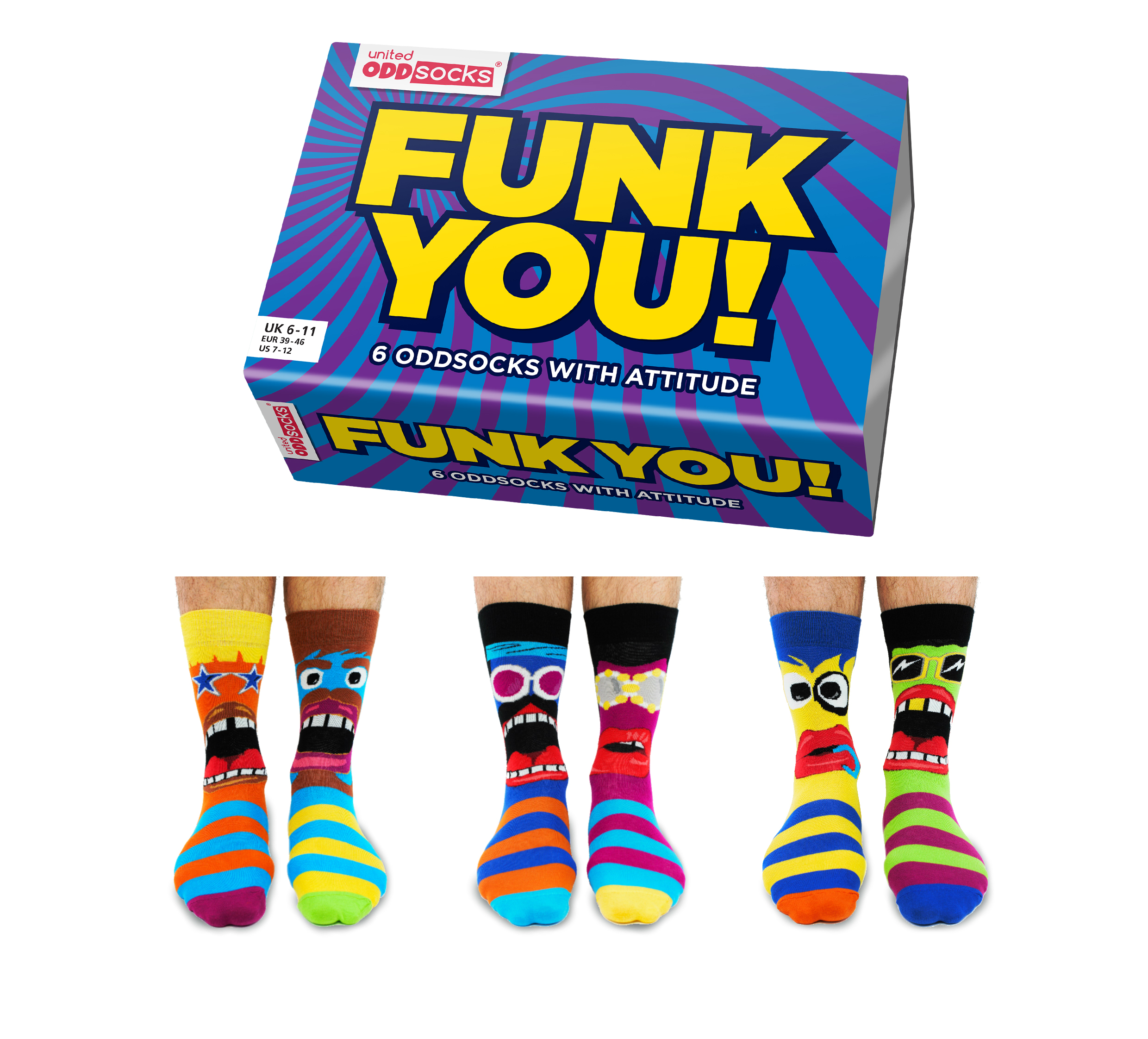 United Oddsocks Funk Design Boxed Set Mens Odd  Socks